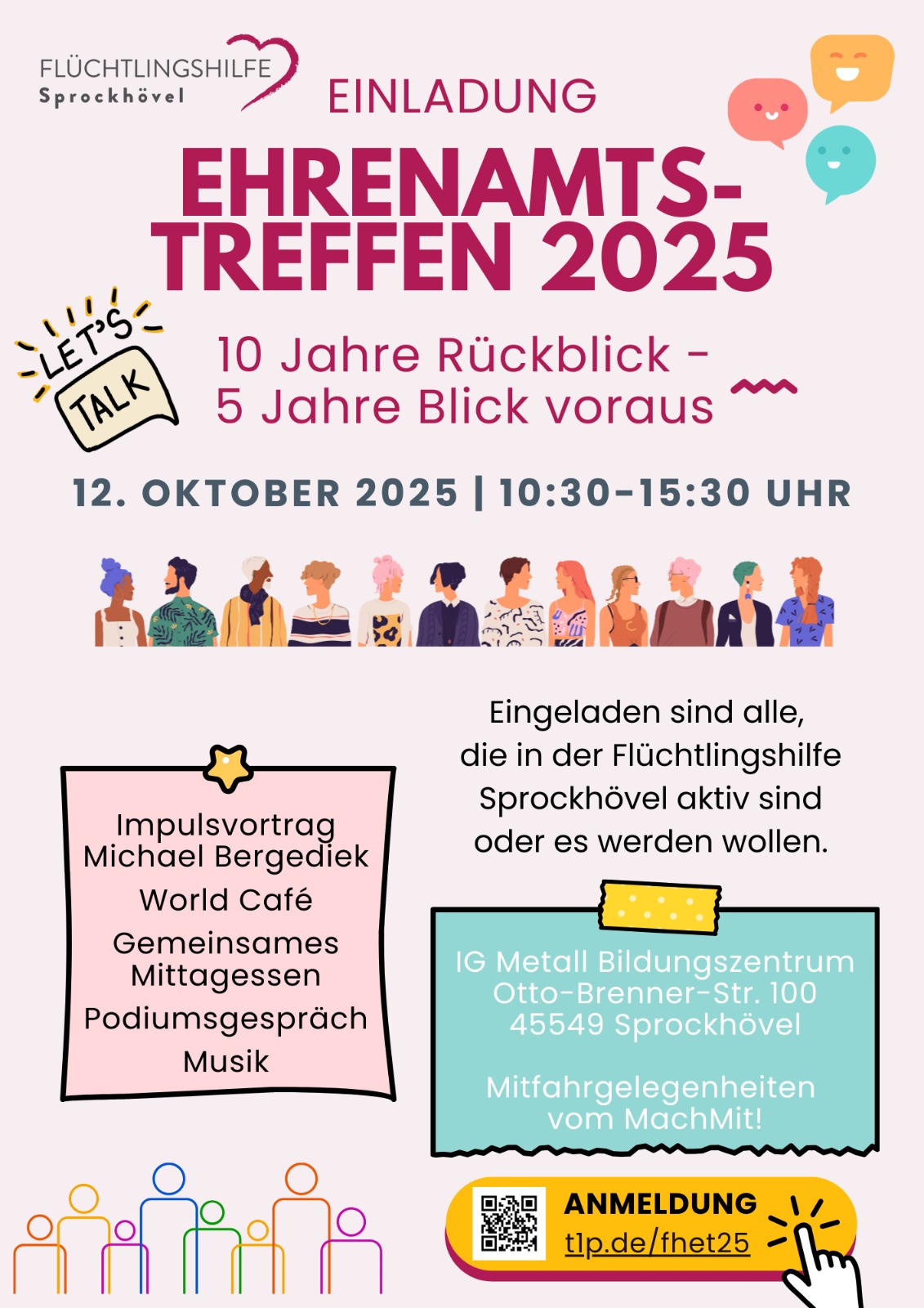Einladung zum Ehrenamtstreffen der Flüchtlingshilfe Sprockhövel am 12.10.2025 von 10:30-15:30 Uhr